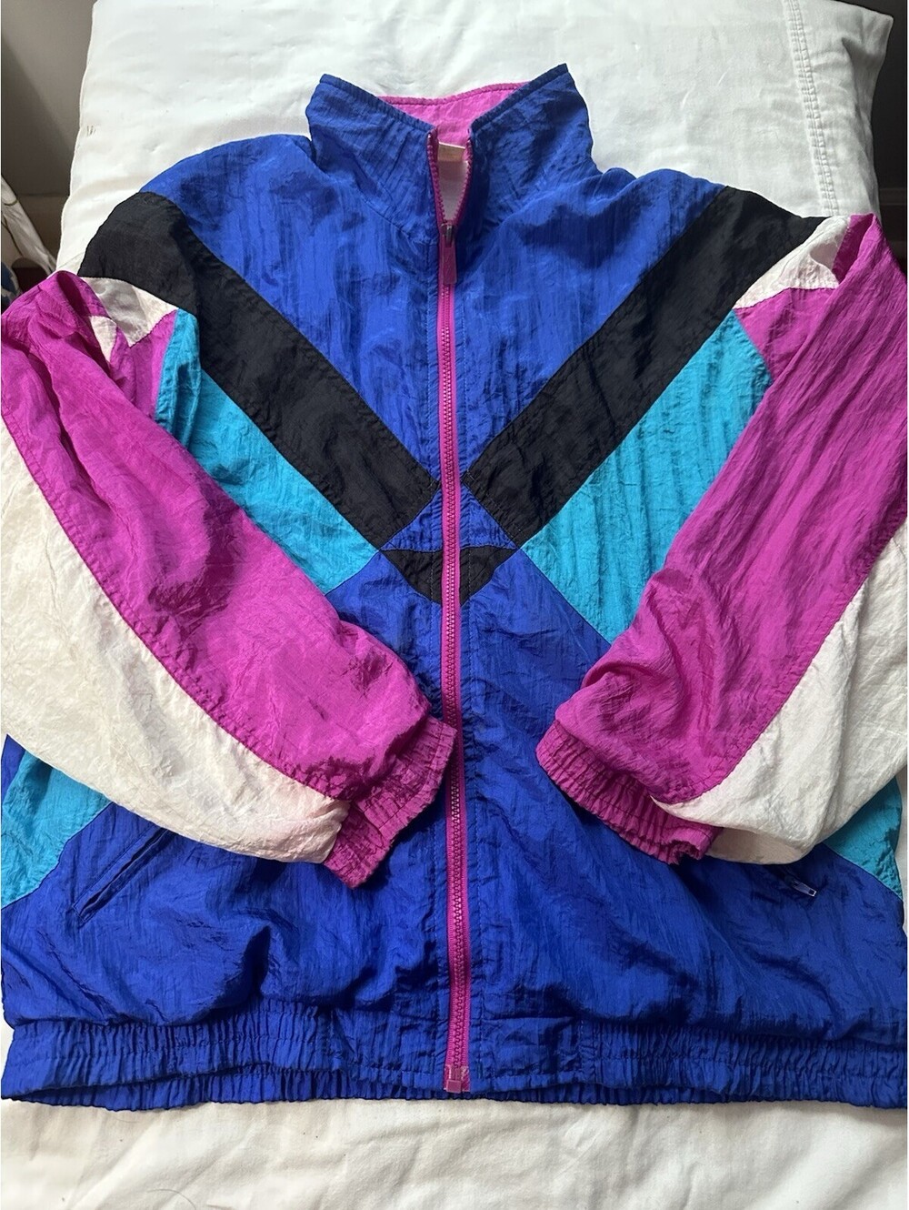 Vintage Body Co  Colorblock Windbreaker Jacket Pink Teal Purple Womens L 90s